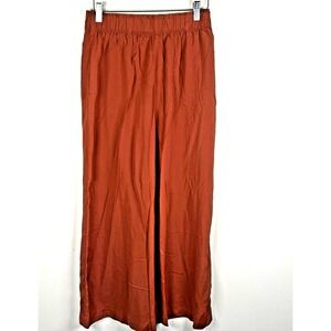 H&M‎ Pants Womens Small Rust High Rise Wide Leg Pull On Stretch Trousers Casual